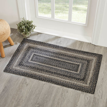 Sawyer Mill Black White Jute Braided Rug Rectangular with Rug Pad 27